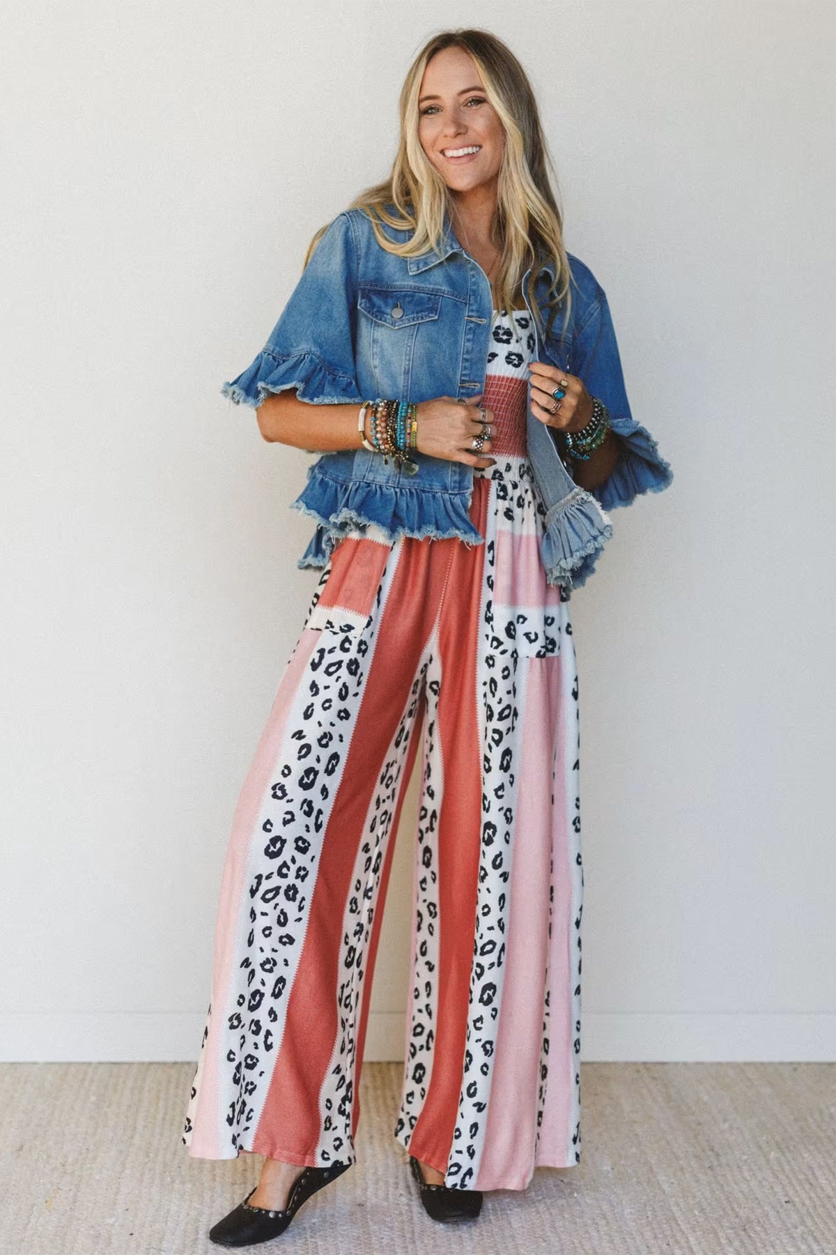Ruffle Hem Raw Edge Half Sleeve Western Denim Jacket - KaleaBoutique.com