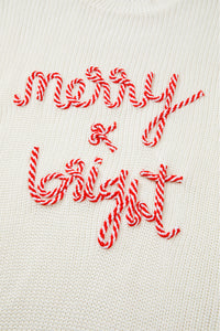 KaleaBoutique Striped Merry Bright Letter Christmas Sweater - KaleaBoutique.com
