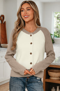 KaleaBoutique Comfortable Color Block Ribbed Knit Button Down Sweater Cardigan - KaleaBoutique.com
