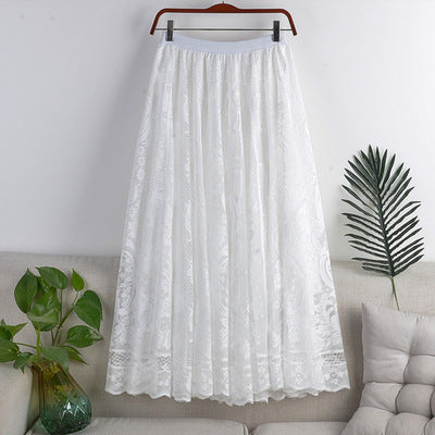 Women's Elastic-Waist Floral Lace Maxi Skirt - KaleaBoutique.com