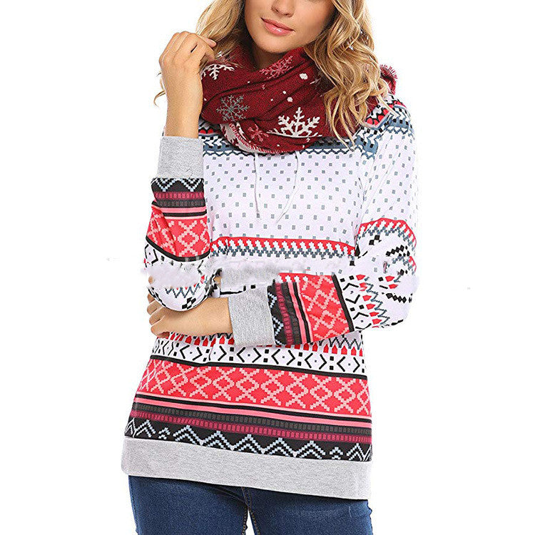 Women's Christmas Reindeer-Print Pullover Hoodie - KaleaBoutique.com