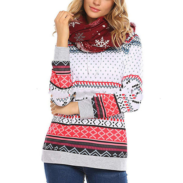 Women's Christmas Reindeer-Print Pullover Hoodie - KaleaBoutique.com