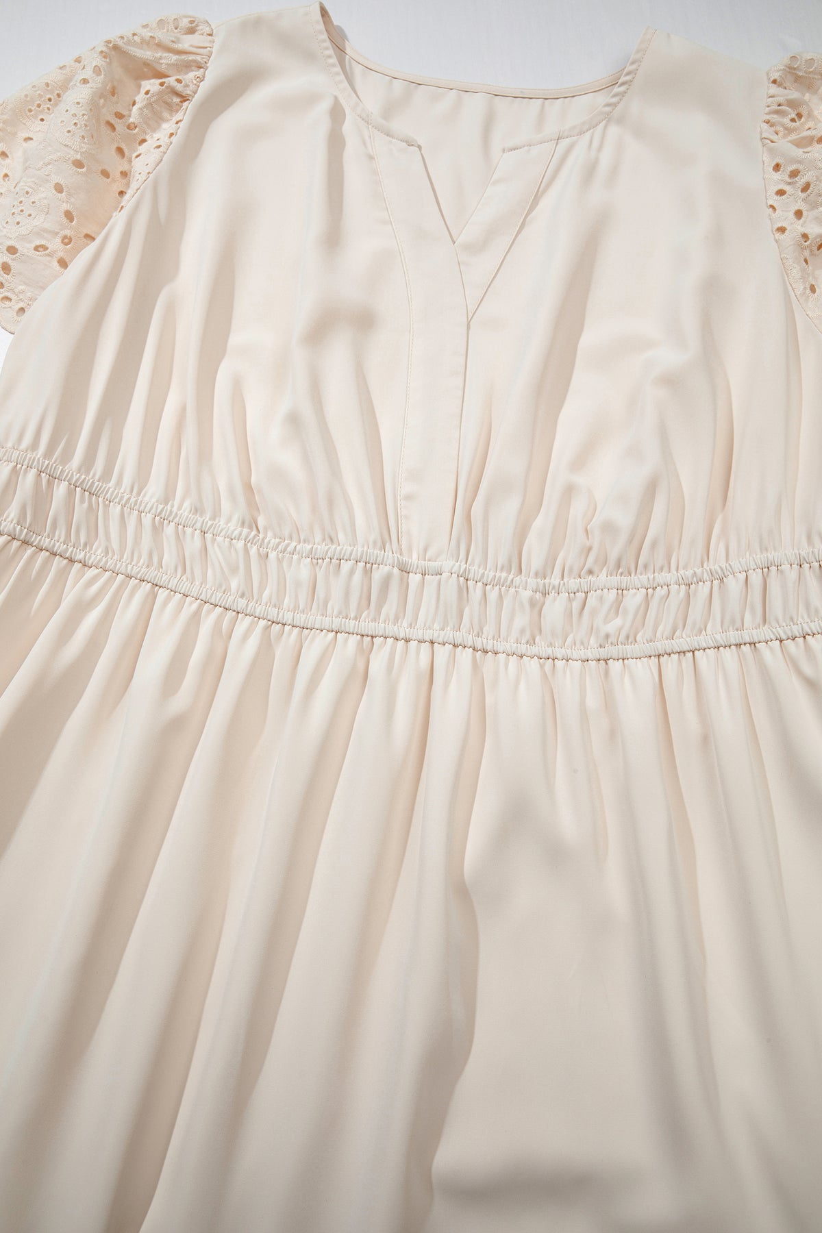 Apricot Plus Size V-Neck Eyelet Embroidered Maxi Dress - KaleaBoutique.com