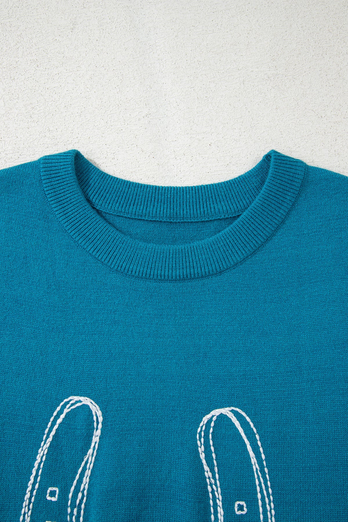KaleaBoutique Comfortable Horse Shoe Embroidered Loose Short Sleeve Sweater - KaleaBoutique.com