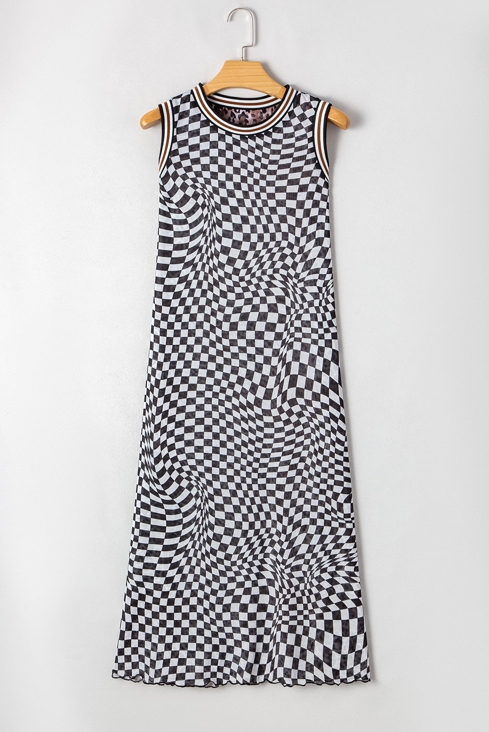 KaleaBoutique Stylish Beautiful Leopard Checkered Double Printed Reversible Sleeveless Long Dress - KaleaBoutique.com