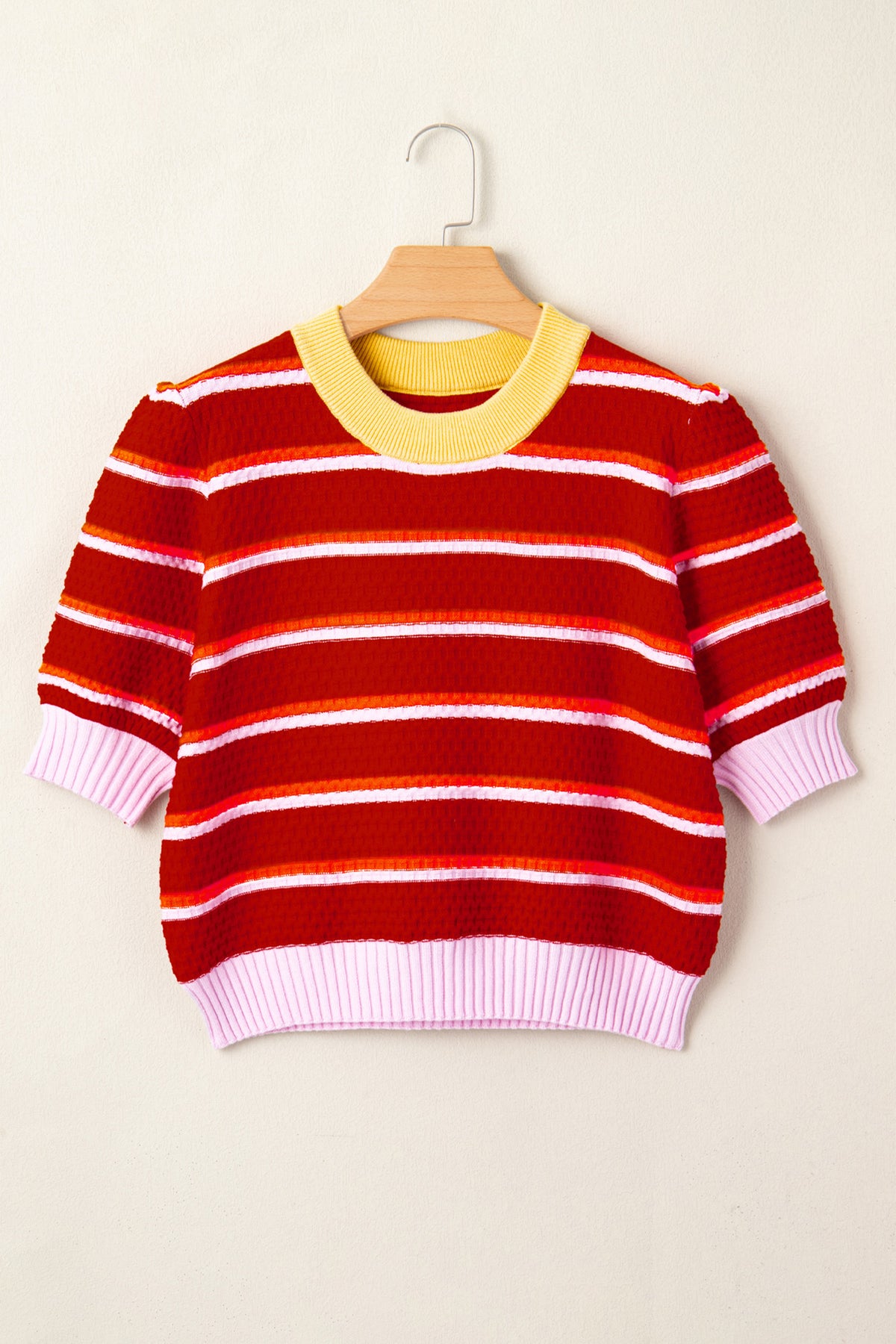 KaleaBoutique Stylish Colorblock Trim Half Sleeve Sweater Top - KaleaBoutique.com