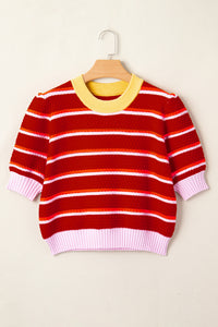 KaleaBoutique Stylish Colorblock Trim Half Sleeve Sweater Top - KaleaBoutique.com