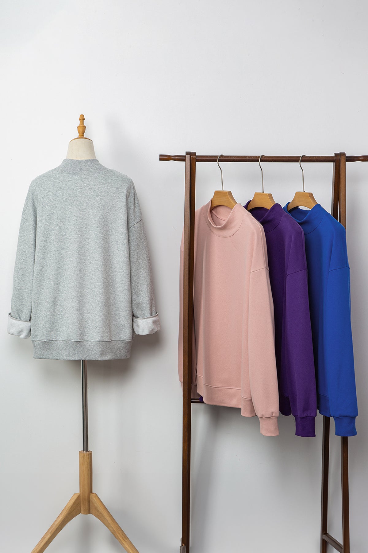Solid Color Oversized Mock Neck Sweatshirt - KaleaBoutique.com