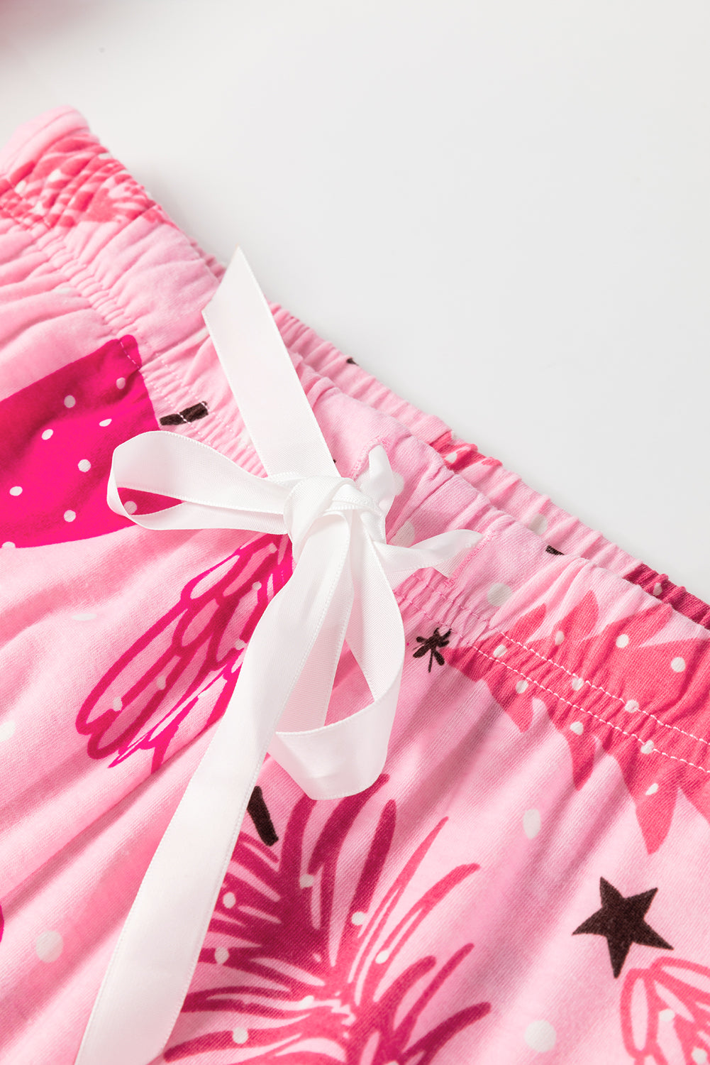 KaleaBoutique Stylish Christmas Tree Print V Neck Buttoned Pullover and Drawstring Pants Lounge Set - KaleaBoutique.com