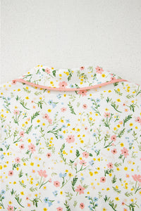 KaleaBoutique Comfortable Floral Print Contrast Pipping Short Pajamas Set - KaleaBoutique.com
