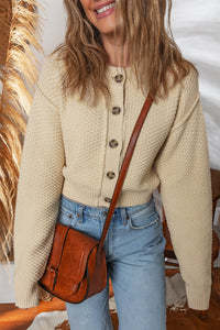 KaleaBoutique Comfortable Button Front Cropped Cardigan Sweater - KaleaBoutique.com