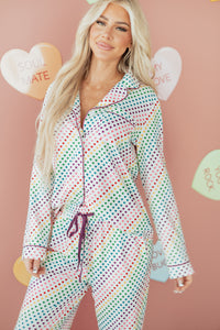 KaleaBoutique Stylish Pride Heart Print Valentines Long 2pcs Pajama Set - KaleaBoutique.com