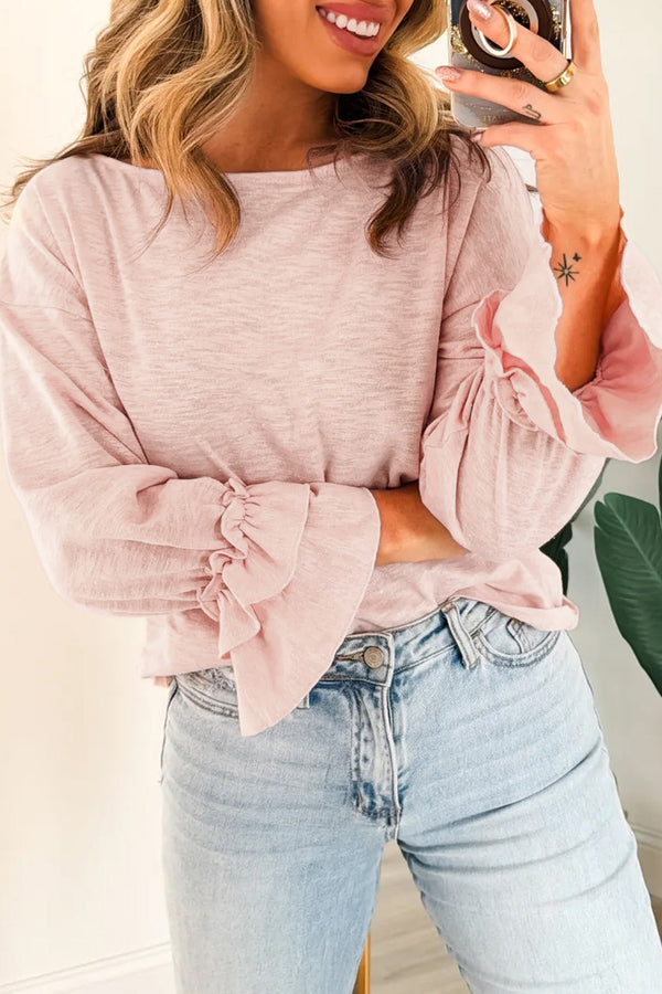 KaleaBoutique Stylish Long Sleeve Ruffle Cuff Casual Elegant Top - KaleaBoutique.com