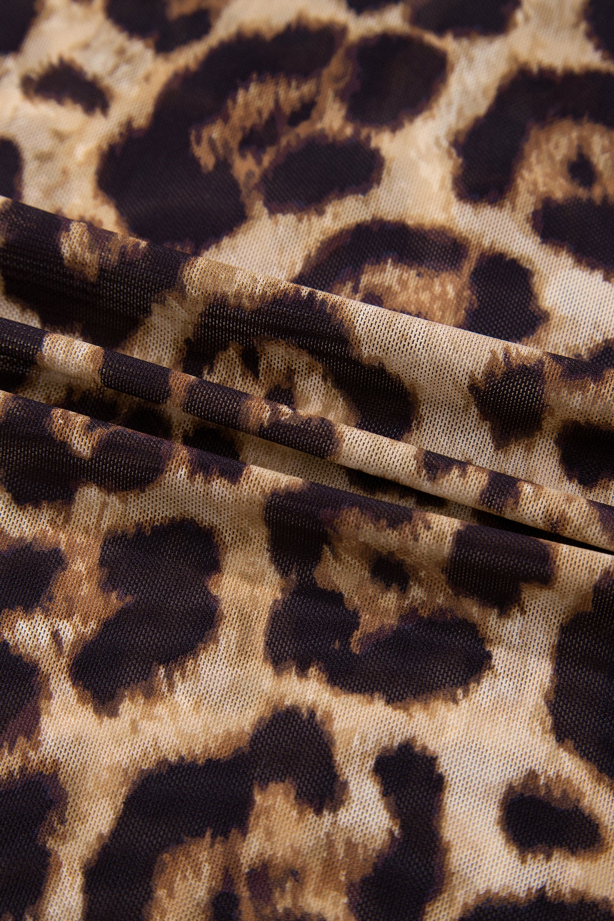 KaleaBoutique Stylish Leopard Print Slim Fit Mesh Long Sleeve Mock Neck Top - KaleaBoutique.com