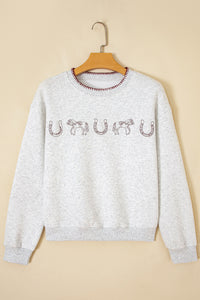 KaleaBoutique Stylish Western Print Embroidered Casual Sweatshirt - KaleaBoutique.com