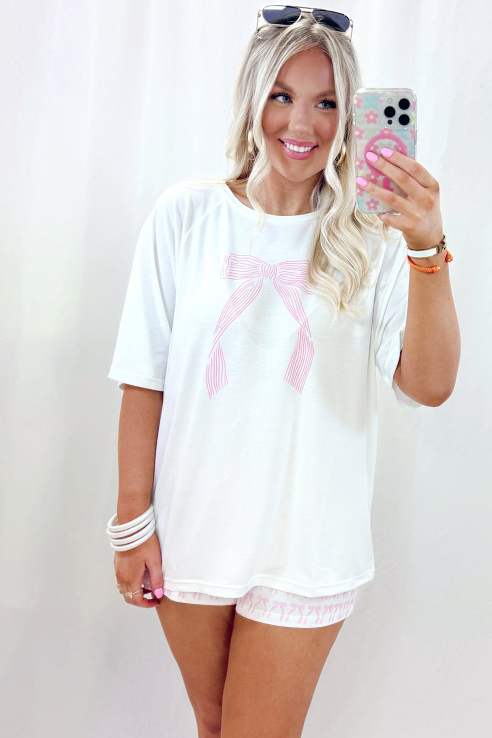 KaleaBoutique Stylish Bow Knot Print Loose Fit Two Piece Casual Lounge Set - KaleaBoutique.com