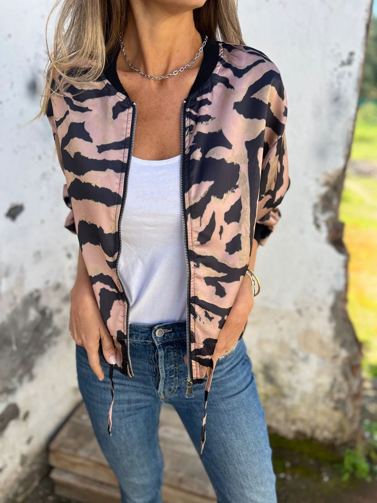 KaleaBoutique Women's Zebra-Print Zip Jacket - KaleaBoutique.com