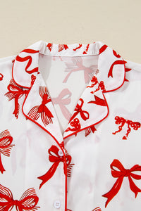 KaleaBoutique Stylish Christmas Bow Print Long 2pcs Pajama Set - KaleaBoutique.com