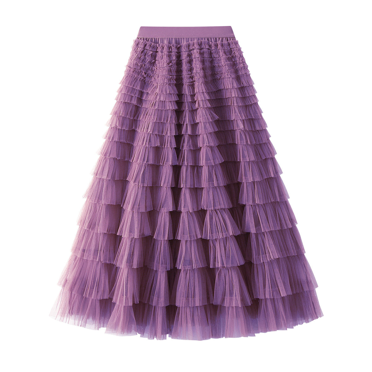 A-Line Mesh Ruffle Skirt Women's Temperament Sweet Long Skirt Slim Cupcake Dress Womens Clothing - KaleaBoutique.com