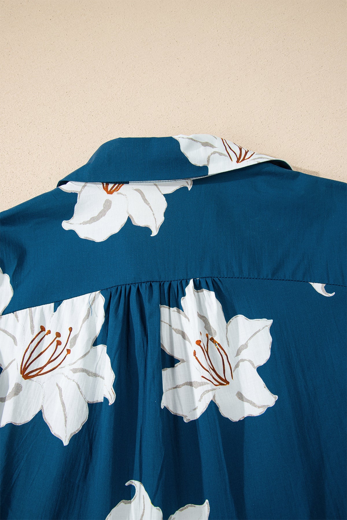 KaleaBoutique Comfortable Floral Print Shirt Collar V Neck 3/4 Sleeve Shift Midi Dress - KaleaBoutique.com