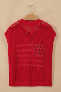 KaleaBoutique Stylish Flag Graphic Short Sleeve Sweater Top - KaleaBoutique.com