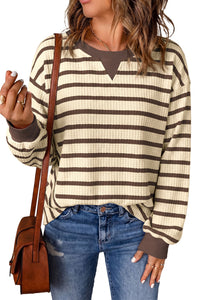 KaleaBoutique Comfortable Patchwork Ribbed Cuff Casual Pullover Sweatshirt - KaleaBoutique.com
