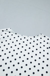 KaleaBoutique Stylish Polka Dot Print Lettuce Trim Long Sleeve Top - KaleaBoutique.com