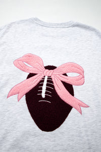 KaleaBoutique Comfortable Embroidered Football Bow Back Long Sleeve Sweatshirt - KaleaBoutique.com