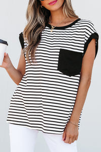 Chest Pocket Patch Round Neck Tank Top - KaleaBoutique.com
