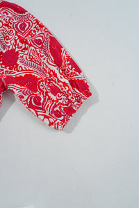 KaleaBoutique Stylish Paisley Print Side Slit Puff Sleeve High Waist Maxi Dress - KaleaBoutique.com