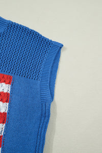 KaleaBoutique Comfortable Flag Graphic Short Sleeve Sweater Top - KaleaBoutique.com
