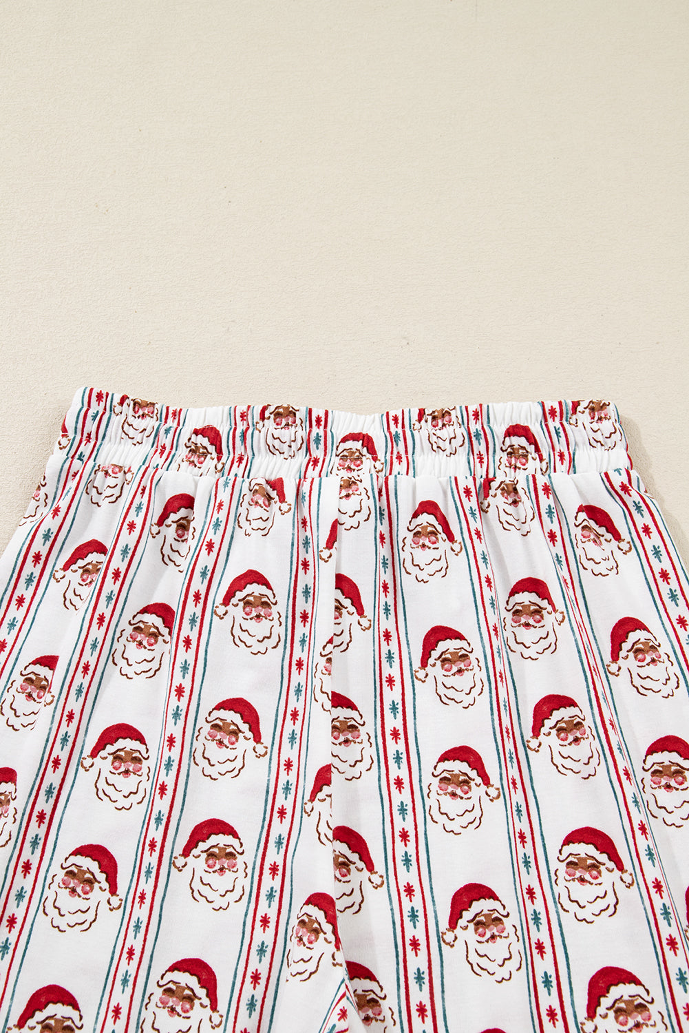 KaleaBoutique Stylish Father Christmas Striped Print Contrast Drawstring Lounge Pant Set - KaleaBoutique.com