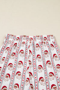 KaleaBoutique Stylish Father Christmas Striped Print Contrast Drawstring Lounge Pant Set - KaleaBoutique.com