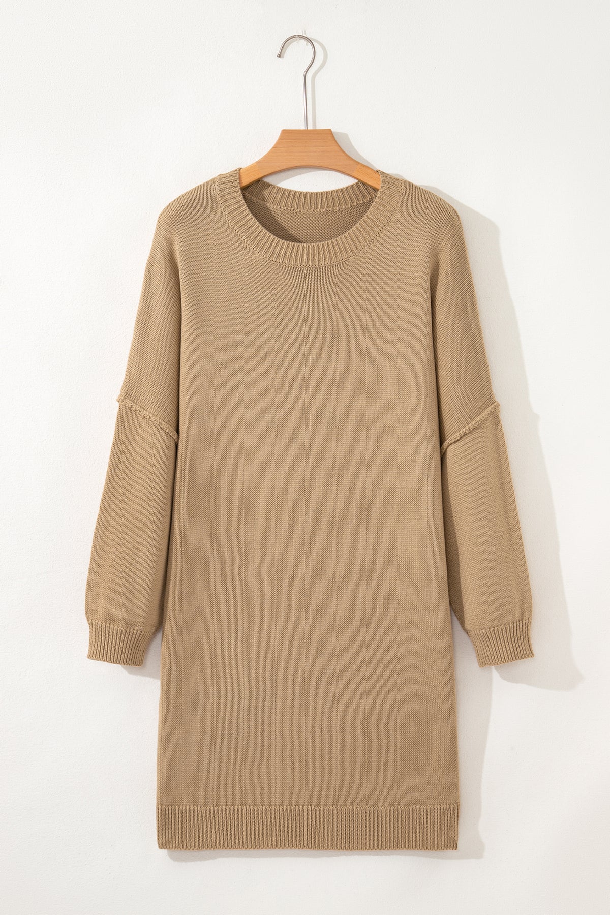 KaleaBoutique Comfortable Exposed Seam Drop Shoulder Oversize Sweater Mini Dress - KaleaBoutique.com