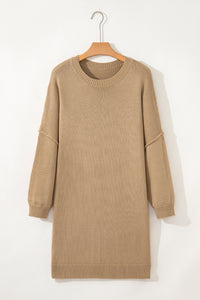 KaleaBoutique Comfortable Exposed Seam Drop Shoulder Oversize Sweater Mini Dress - KaleaBoutique.com