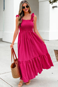 KaleaBoutique Comfortable Plaid Square Neck Fit-and-flared Vacation Sundress - KaleaBoutique.com