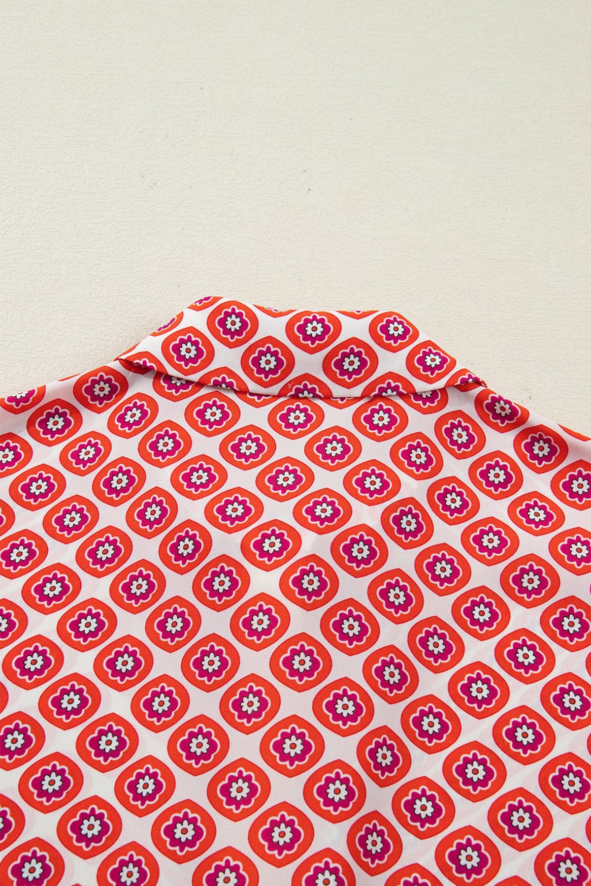 KaleaBoutique Stylish Geometric Floral Print Color Block Trim Button Front Ruffle Hem Dress - KaleaBoutique.com