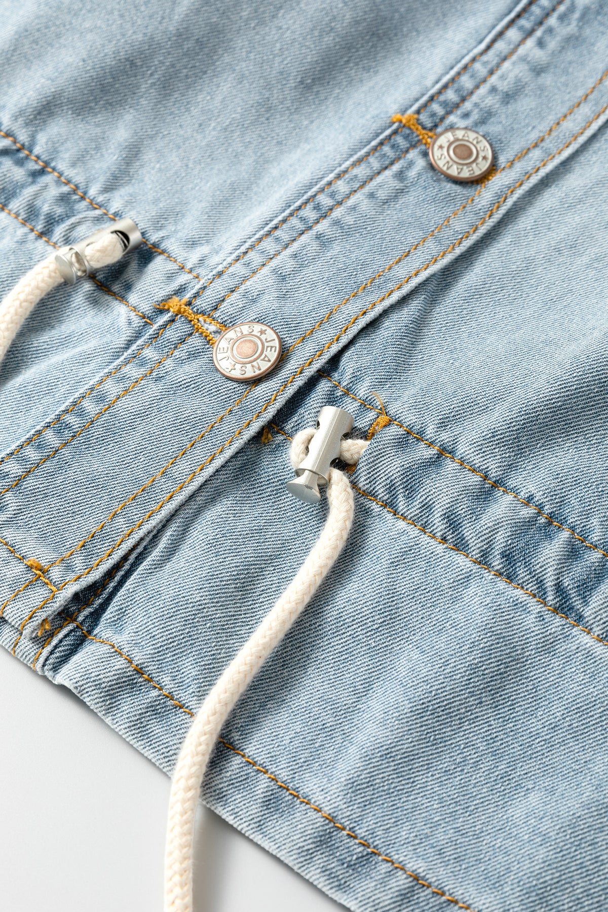 Draw-cord Hem Light Wash Denim Jacket - KaleaBoutique.com