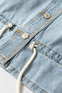 Draw-cord Hem Light Wash Denim Jacket - KaleaBoutique.com