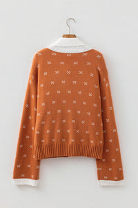 KaleaBoutique Stylish Peter Pan Collar Colorblock Long Sleeve Knitwear Cardigan - KaleaBoutique.com