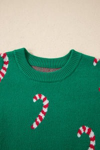 Christmas Candy Cane Holiday Drop Shoulder Sweater - KaleaBoutique.com