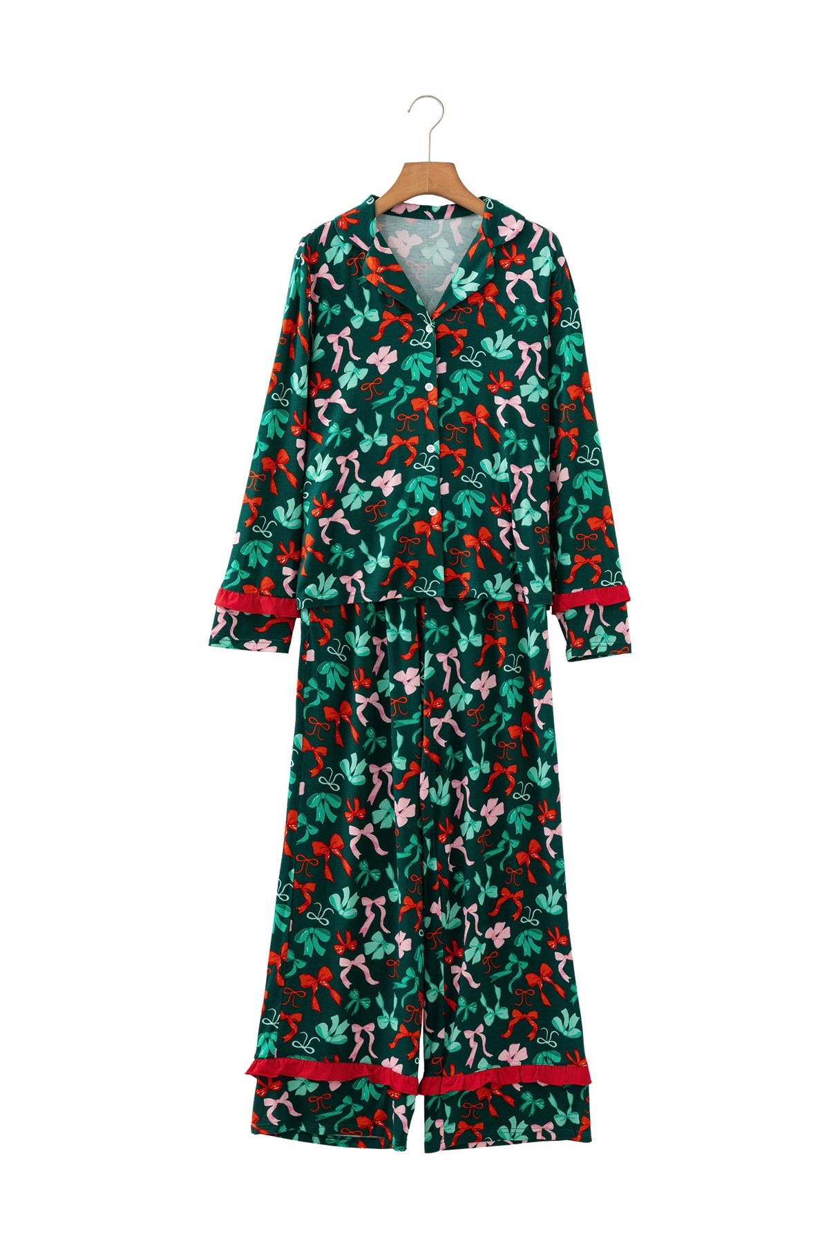 KaleaBoutique Stylish Festive Bow Print 2pcs Pajama Pant Set - KaleaBoutique.com
