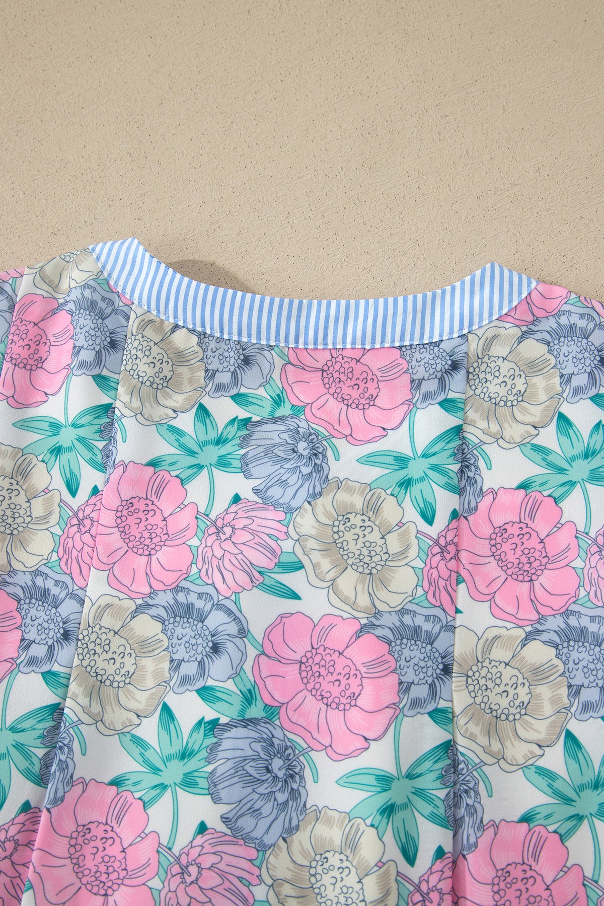KaleaBoutique Stylish Floral Print Striped Contrast Trim Belted Short Dress - KaleaBoutique.com