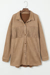 KaleaBoutique Fringe Trim Plus Size Suede Shacket - KaleaBoutique.com