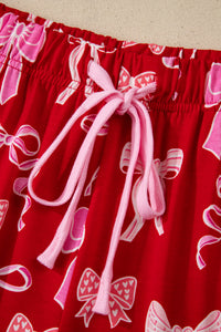 KaleaBoutique Comfortable Sweet Bow Print Shirt Style Top Long 2pcs Pajama Set - KaleaBoutique.com
