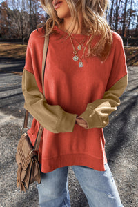 KaleaBoutique Two Tone Patchwork Drop Shoulder Pullover Sweatshirt - KaleaBoutique.com