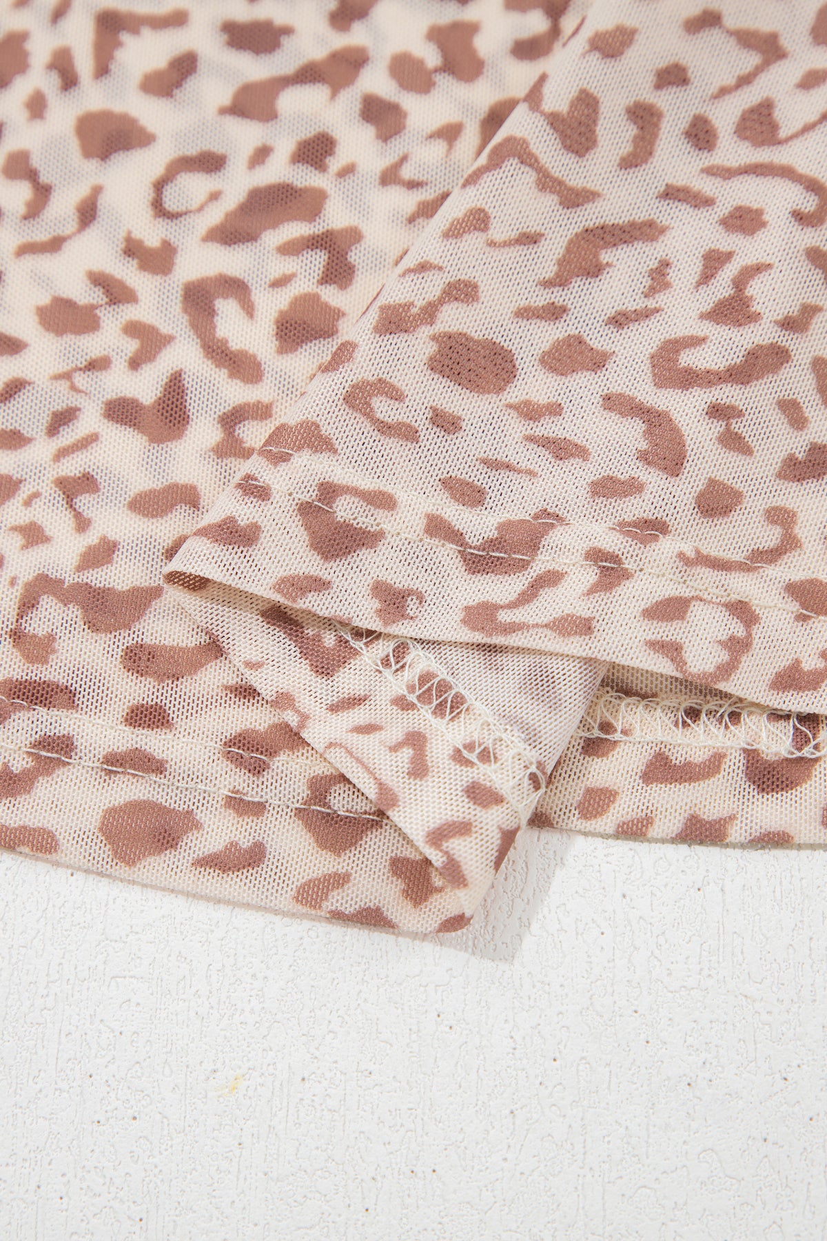 KaleaBoutique Stylish Leopard Print Foldover Off Shoulder Long Sleeve Mesh Top - KaleaBoutique.com