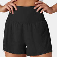 Women's Black Wide-Waistband Swim Shorts with Back Pocket - KaleaBoutique.com