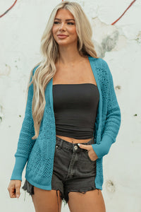 KaleaBoutique Stylish Mix Pattern Hollowed Knit Open Front Cardigan - KaleaBoutique.com
