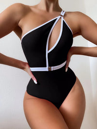 Women's One-Shoulder Belted Cutout One-Piece Swimsuit by Kalea Boutique - KaleaBoutique.com